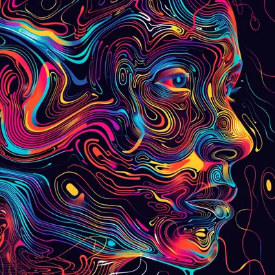 abstract, line art, colorful, AI-Powered MEV, robot, psychedelic