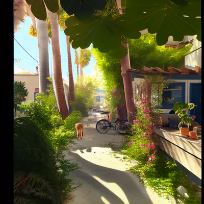 https://s.mj.run/-MafW_HGgJE good morning, venice california, sunshine, beach, lush garden, hyper realistic --upbeta