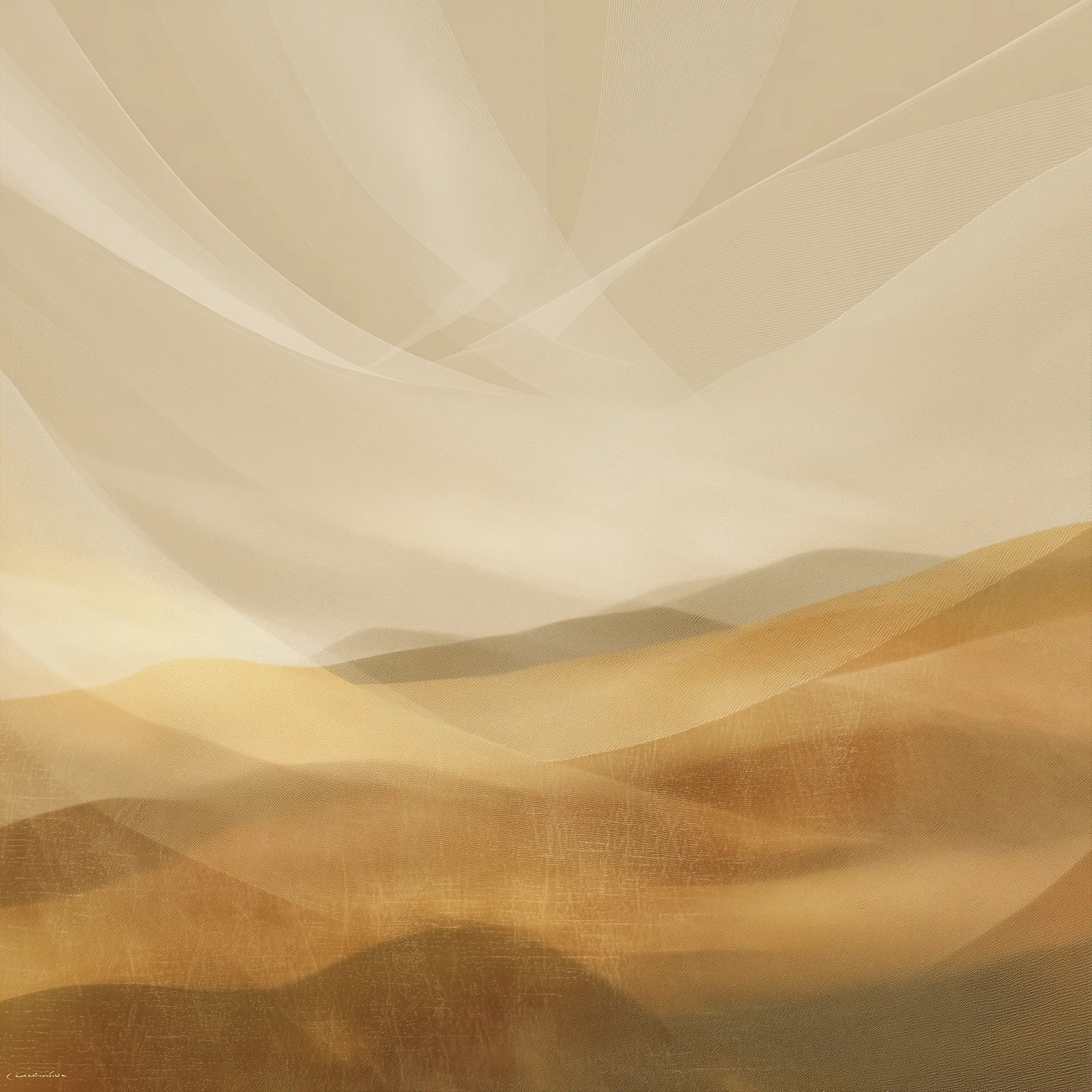 Weightless abstract composition inspired by sunrise flowing fields of luminous color in Rosewood (#ED6363), Driftwood (#