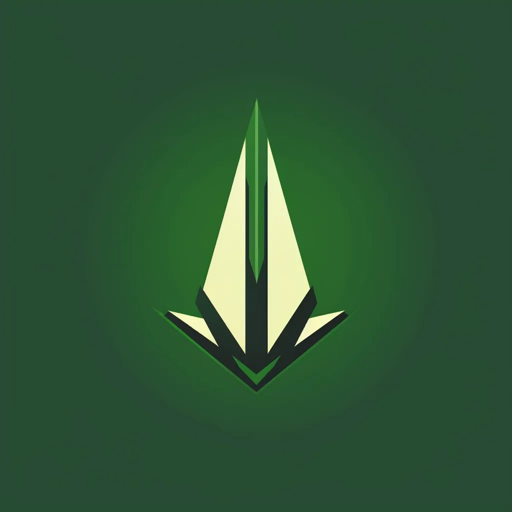 logo, simple shapes, green golf tee, --no ball --upbeta