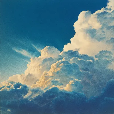 Radiant dawn abstract skyscape in soft halftone and heavy dithered texture, layered clouds glowing with cream light over