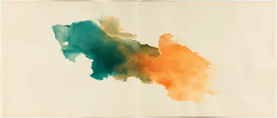 vintage 1970s watercolor on warm aged cream paper, flat scanned texture: a subtle vertical paper crease divides the page