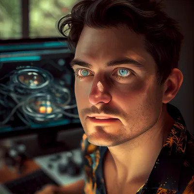 https://s.mj.run/hrCaZyQtBjE techno designer, artist, photo realistic, ultra realistic, portrait, hyper detail --upbeta