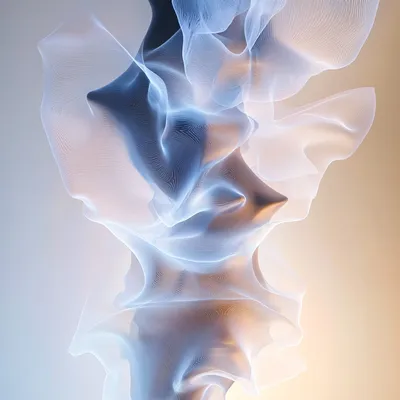 Abstract, ethereal form resembling a dark, cloud-like shape with lightning-like patterns of white and blue energy flowin