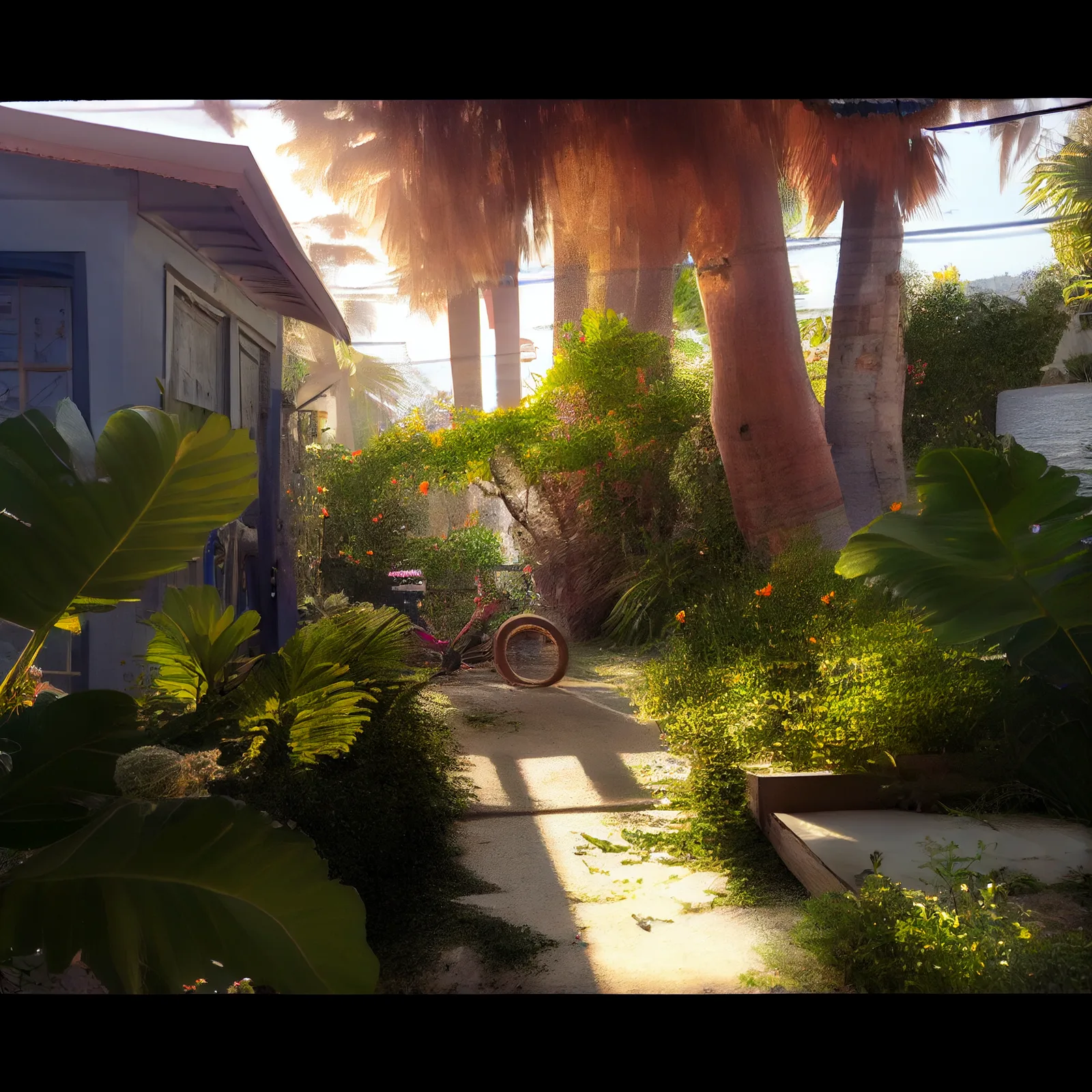 https://s.mj.run/-MafW_HGgJE good morning, venice california, sunshine, beach, lush garden, hyper realistic --upbeta