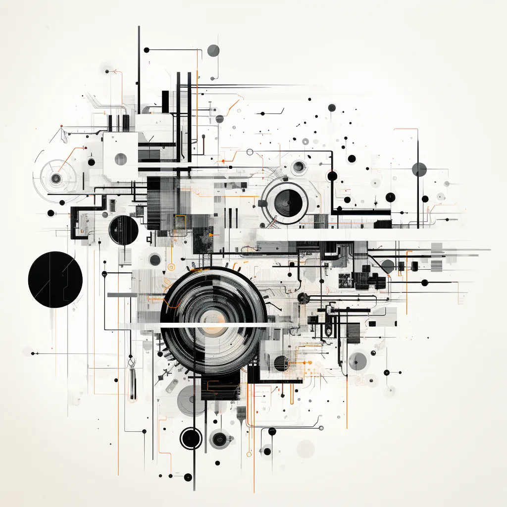simple illustration, complicated technology, simple shapes, black and white --s 250