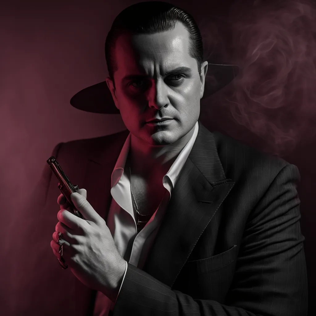 https://s.mj.run/4vK5mkcB_tw mafia boss, tommy gun, shooting, black and white photo, evil, --v 4