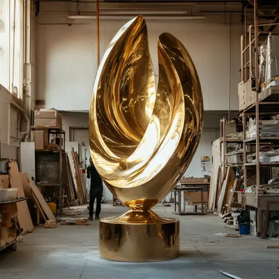 giant gold trophy in isolation