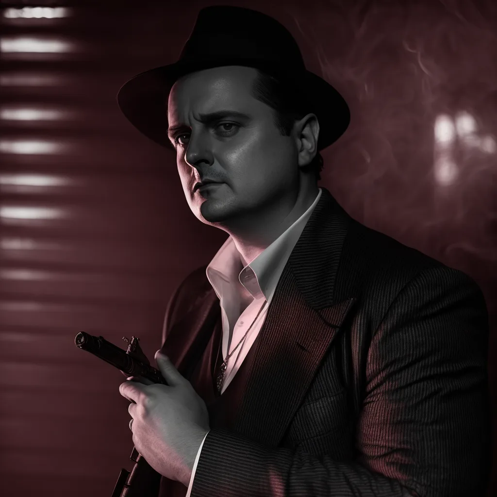 https://s.mj.run/4vK5mkcB_tw mafia boss, tommy gun, shooting, black and white photo, evil, --v 4
