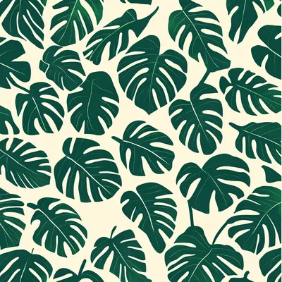 simple silkscreen pattern, monstera leaves