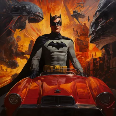 Midjourney: A Batmobile Adventure, Adam West --upbeta
