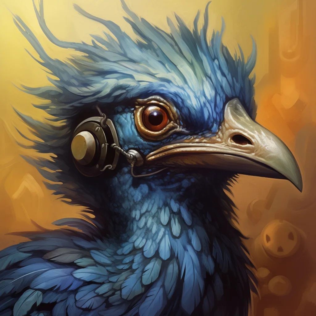 https://s.mj.run/LDUUq8QSFCI, portrait of a bird that is detail-oriented, volatile, mercurial, transient, problem-causer