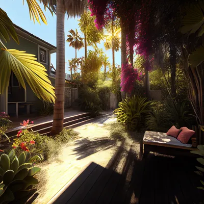https://s.mj.run/JH-MFBaendc good morning, venice california, sunshine, beach, lush garden, hyper realistic --upbeta