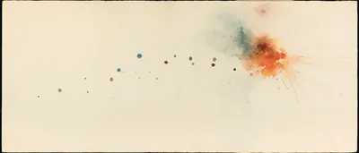 vintage 1970s watercolor on warm aged cream paper, flat scanned texture: a loose constellation of eighteen small round w