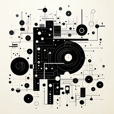 simple illustration, complicated internet, simple shapes, black and white --s 250