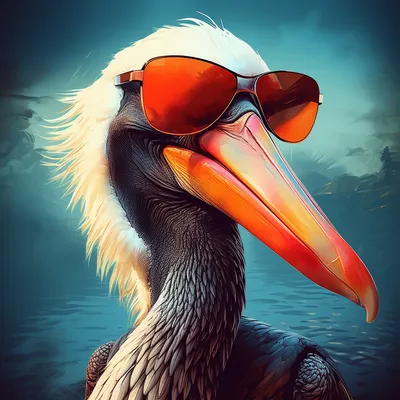 cool pelican with sunglasses --upbeta