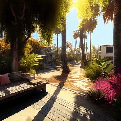 https://s.mj.run/JH-MFBaendc good morning, venice california, sunshine, beach, lush garden, hyper realistic --upbeta
