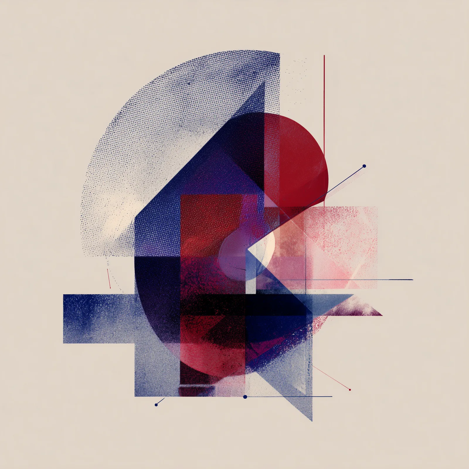 Abstract Russian Constructivist-inspired composition, isolated geometric object with translucent layers and angular form