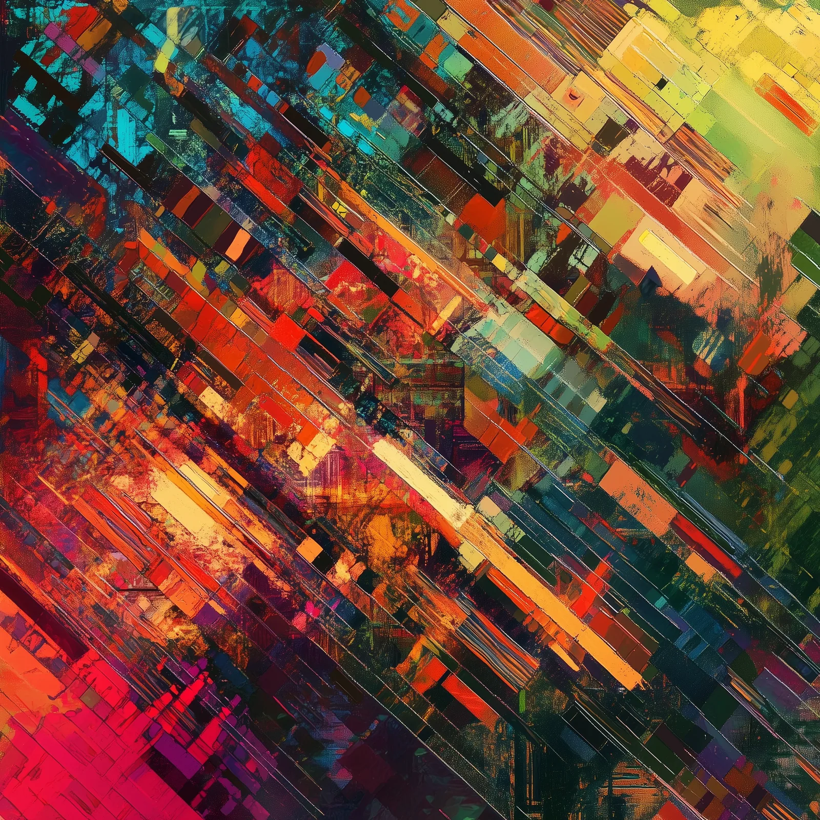 abstract art, dense data patterns, colorful
