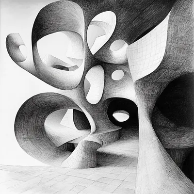 organic, abstract opportunity, Architecture drawing, black and white only