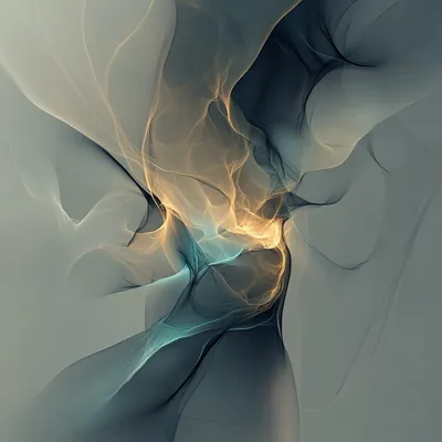 Purely abstract composition featuring a dark, amorphous shape with undefined edges and subtle hints of jagged, angular s