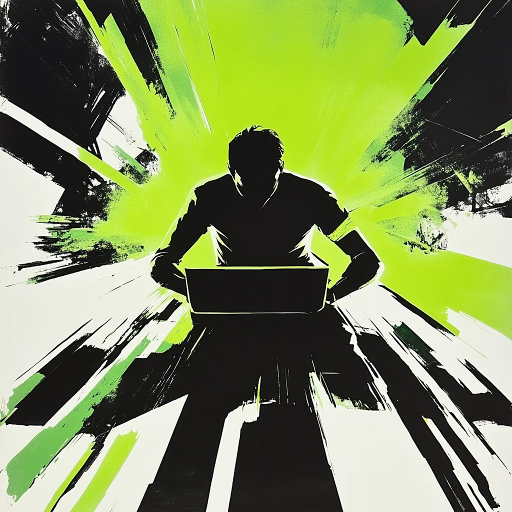 *A high-energy Russian Constructivist-style propaganda poster in black, white, and neon green (24FE86). The composition