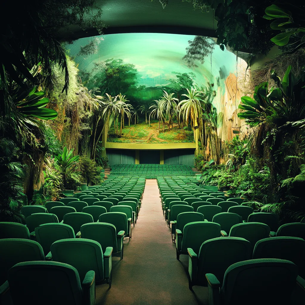 a hyperrealistic photo of a lush green theater