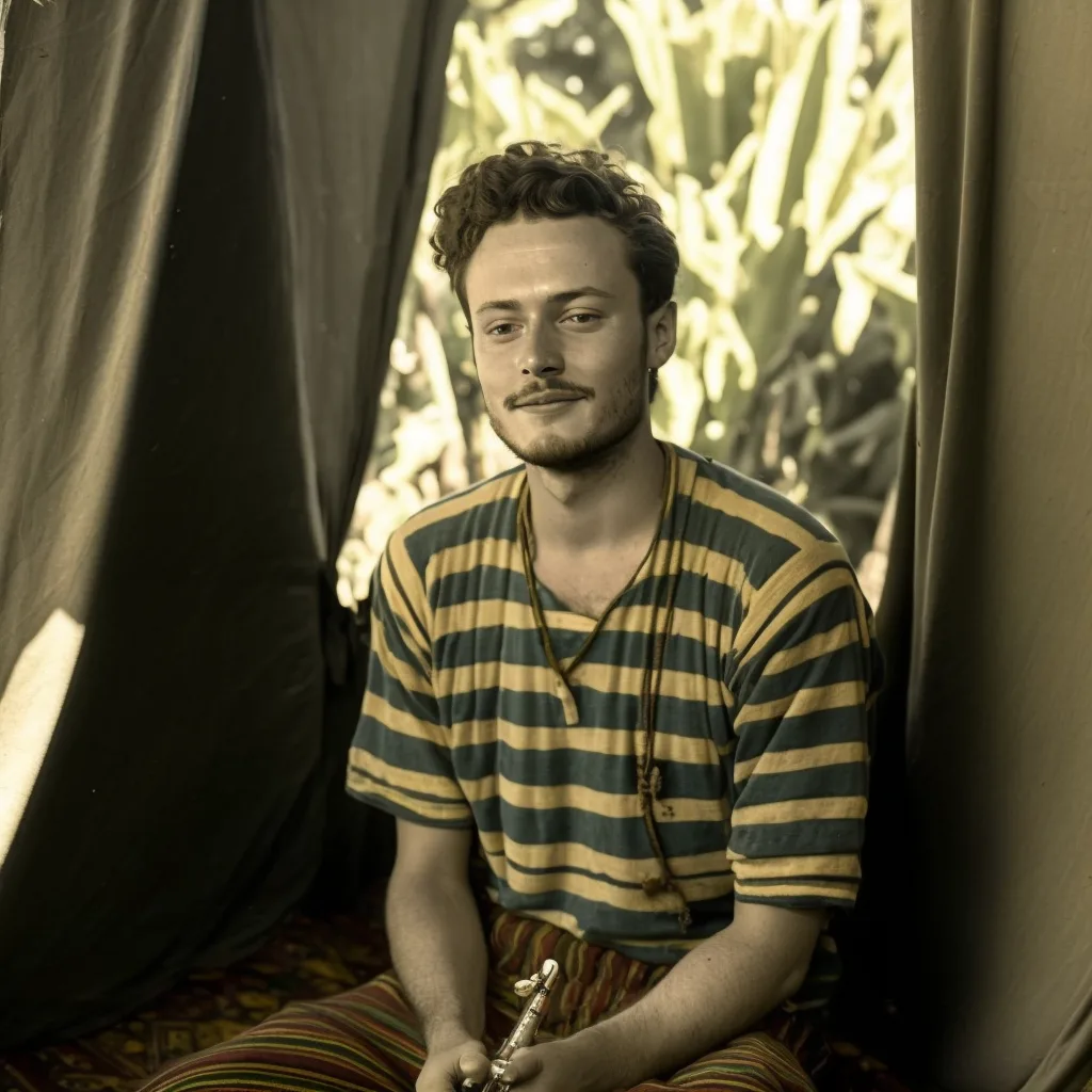 https://s.mj.run/E6nqoc9vN7I as a flute player in a tent 1920s, --v 4