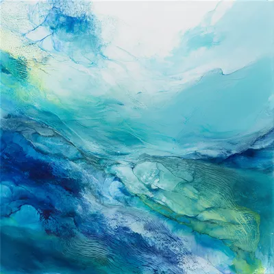 Ethereal airy abstract flowing currents of Pacific navy (#142139), Mint (#F5FCF9), Oatmilk (#F9F2E9), bright Atlantic bl