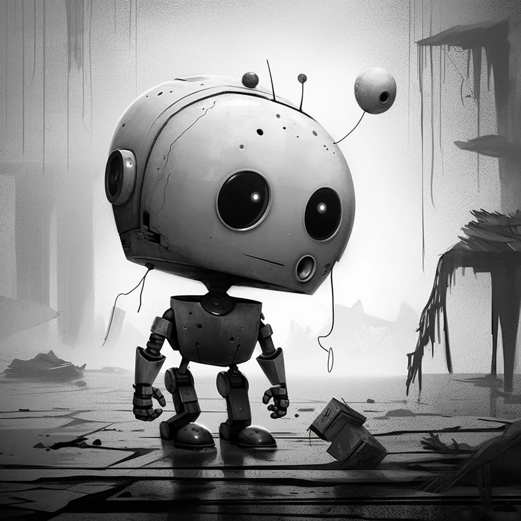 illustration, chatgpt, robot, good, simple shapes, black and white, teaching --upbeta