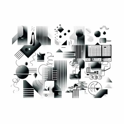 https://s.mj.run/a0aXq4otYVE, celebrating WASM, illustration, technology, simple shapes, black and white --upbeta