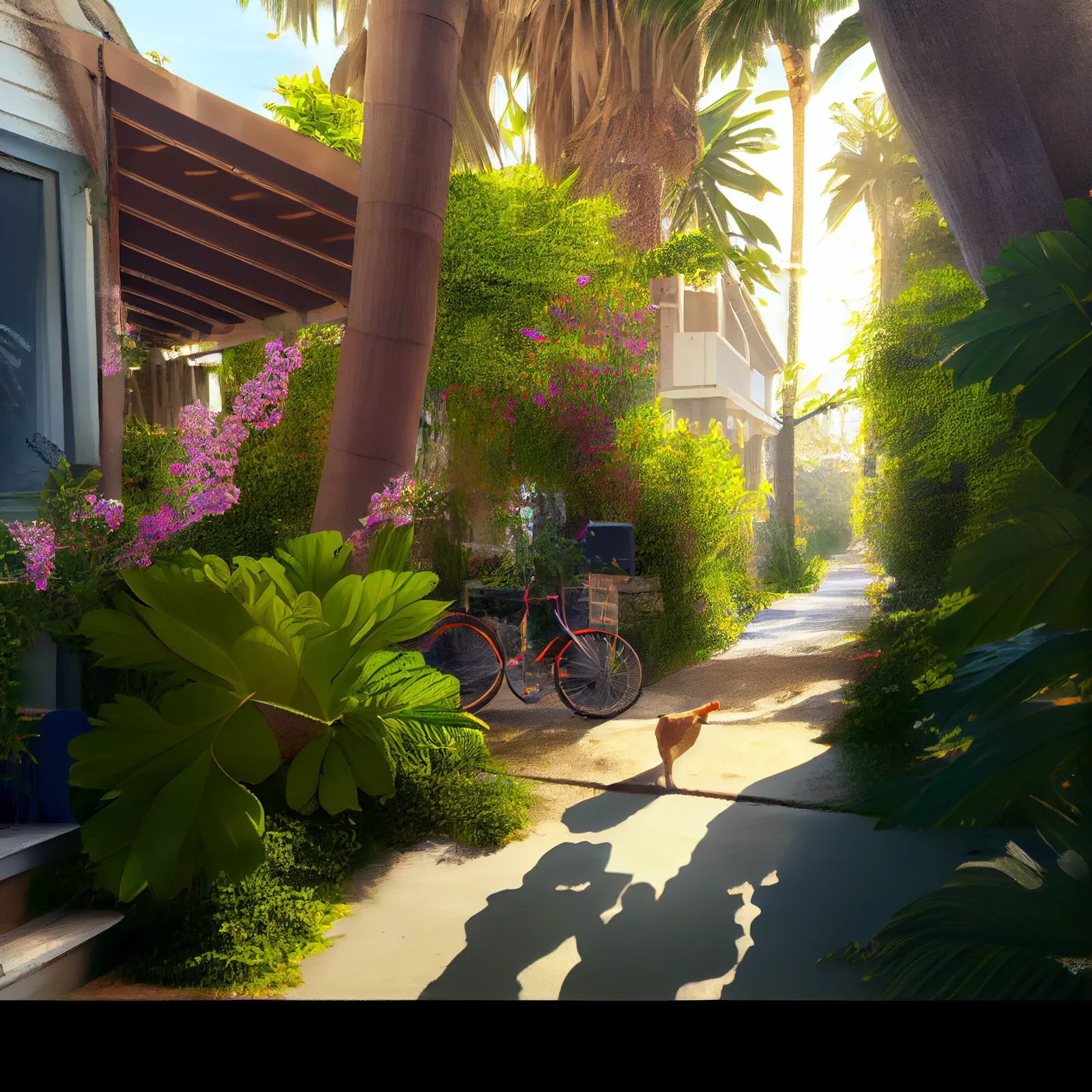 https://s.mj.run/-MafW_HGgJE good morning, venice california, sunshine, beach, lush garden, hyper realistic --upbeta