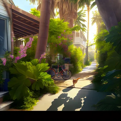 https://s.mj.run/-MafW_HGgJE good morning, venice california, sunshine, beach, lush garden, hyper realistic --upbeta