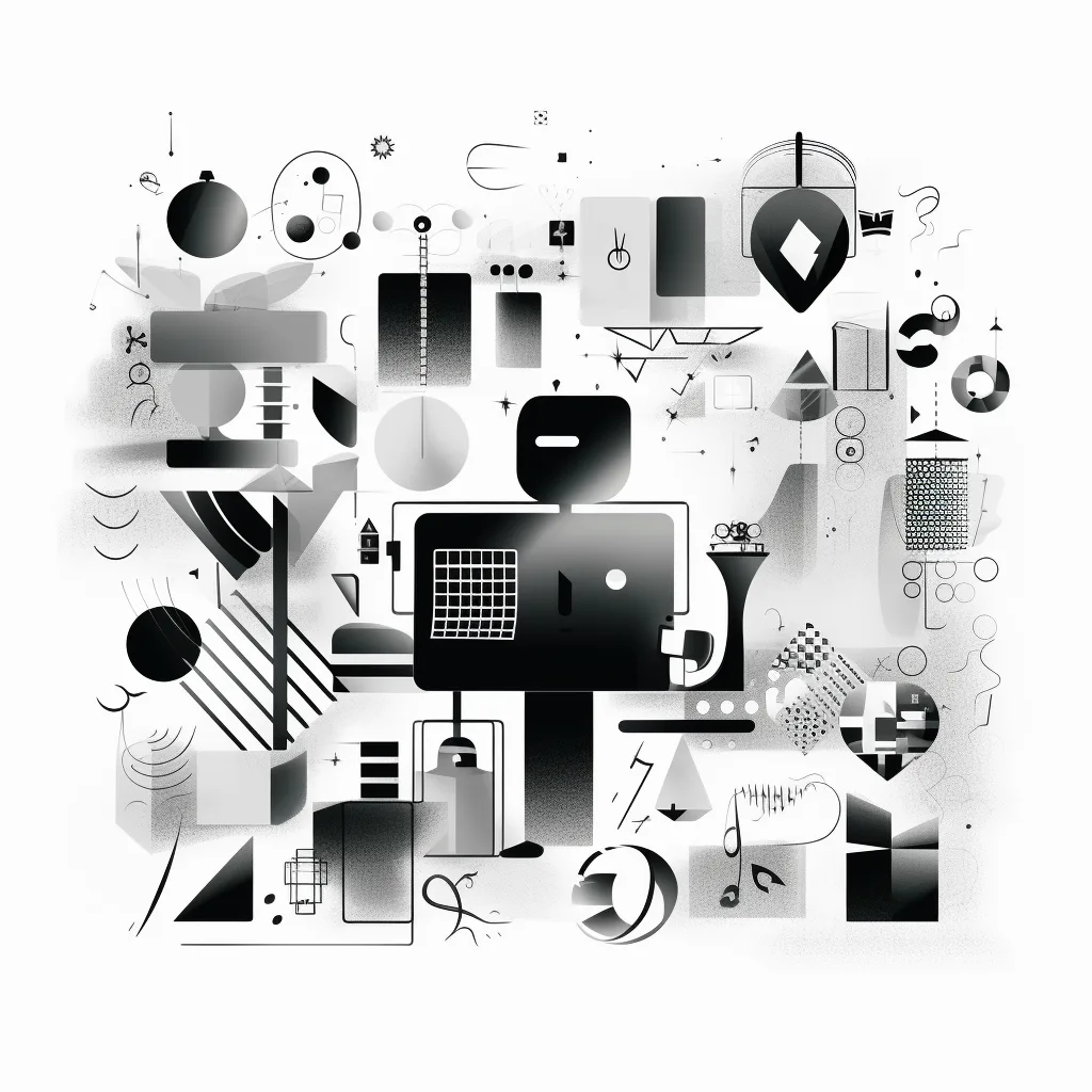 https://s.mj.run/h077j9CWQXU, celebrating WASM, illustration, technology, simple shapes, black and white --upbeta
