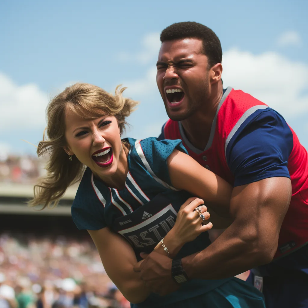 Taylor Swift tackling american football player during game --s 250