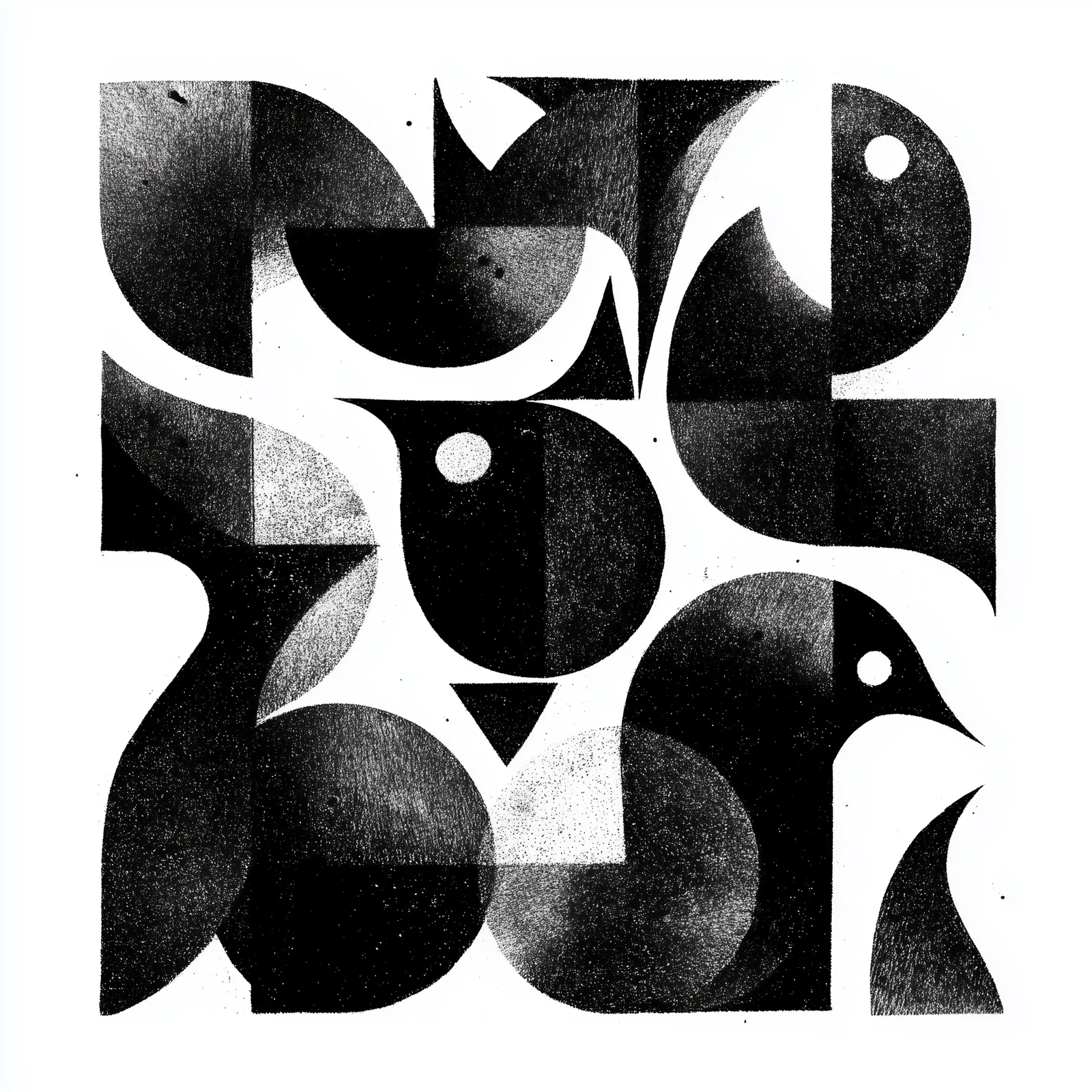 abstract concept of the theory of the agentic firm, black and white, strong negative space, graphic composition, moderni
