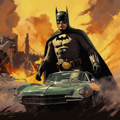 Midjourney: A Batmobile Adventure, Adam West --upbeta
