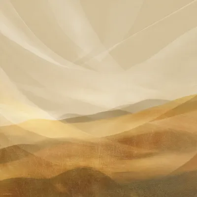 Weightless abstract composition inspired by sunrise flowing fields of luminous color in Rosewood (#ED6363), Driftwood (#