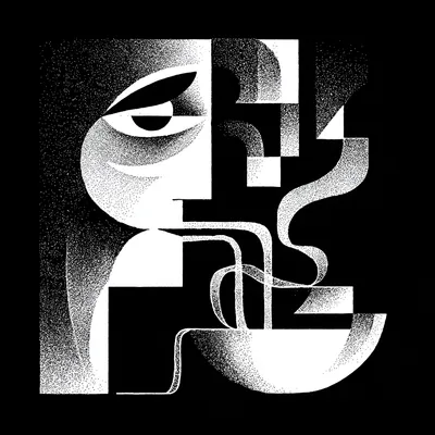 pasta extruder, minimalist black and white editorial illustration, bold flat silhouettes, high-contrast ink drawing, sim