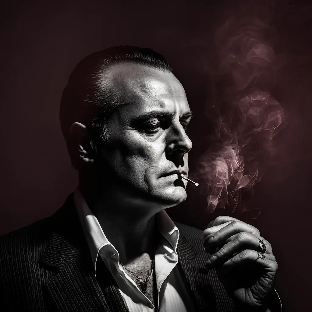 https://s.mj.run/4vK5mkcB_tw very old mafia boss, smoking, black and white photo, evil, --v 4
