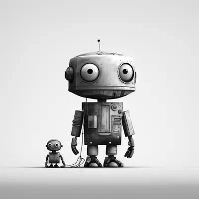 illustration, chatgpt, robot, good, simple shapes, black and white, teaching --upbeta