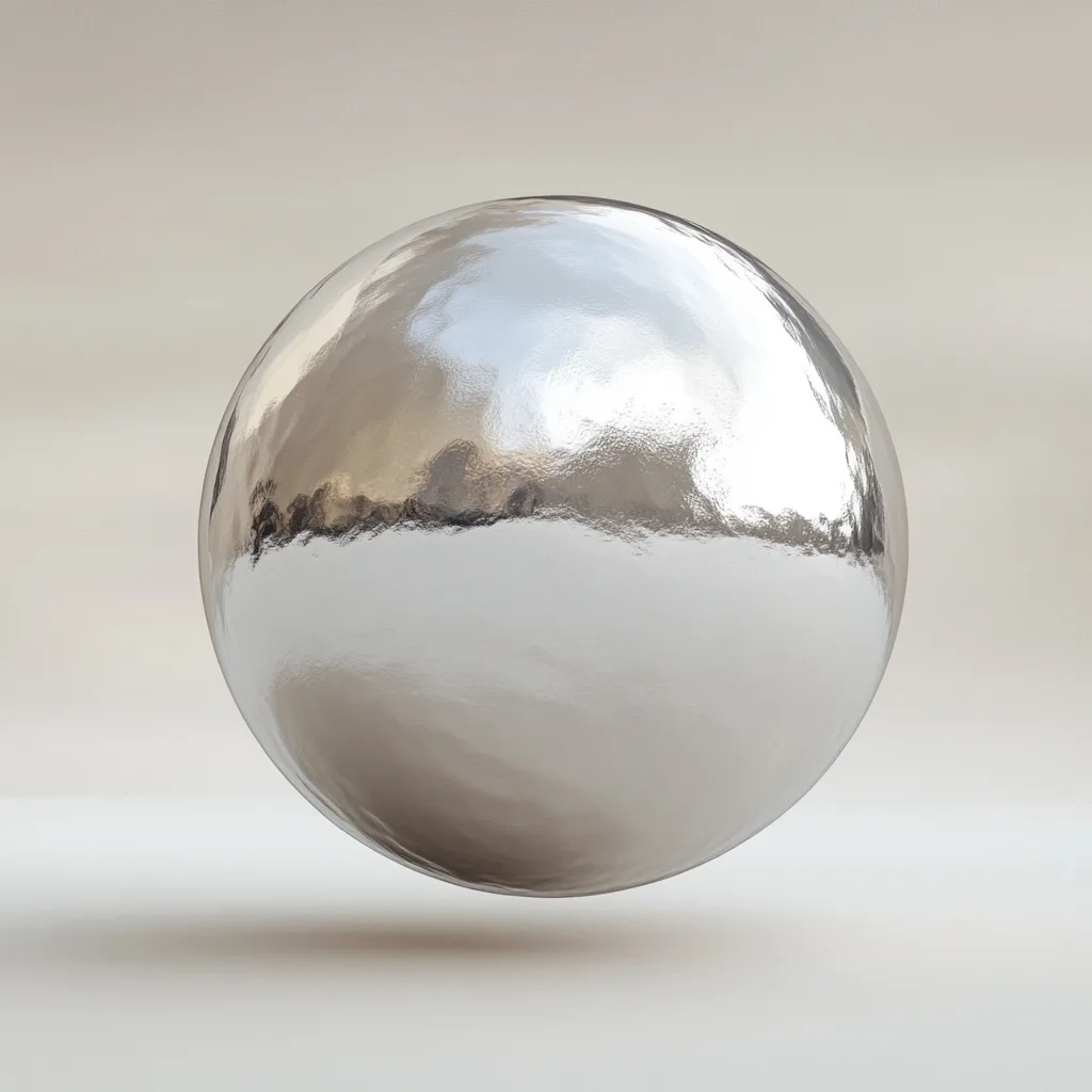 sphere of platinum floating alone in isolation