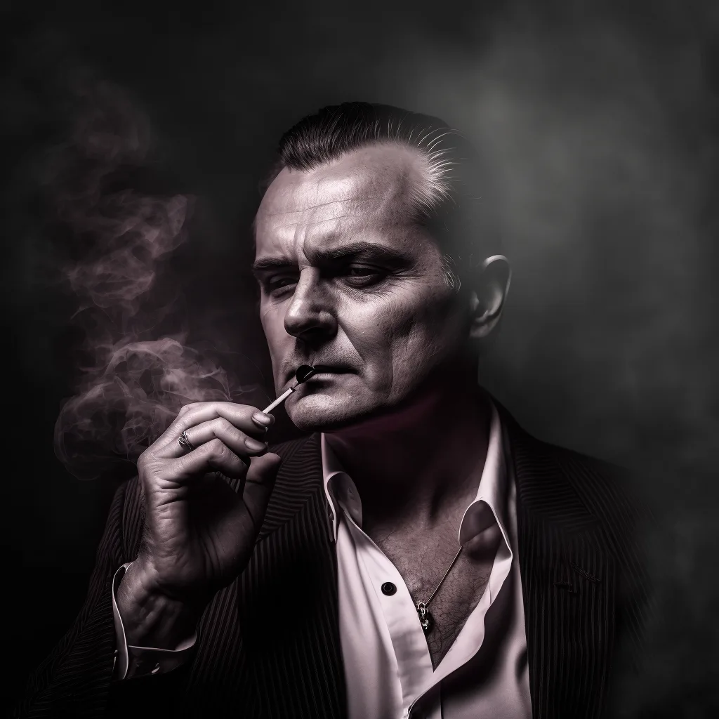 https://s.mj.run/4vK5mkcB_tw very old mafia boss, smoking, black and white photo, evil, --v 4