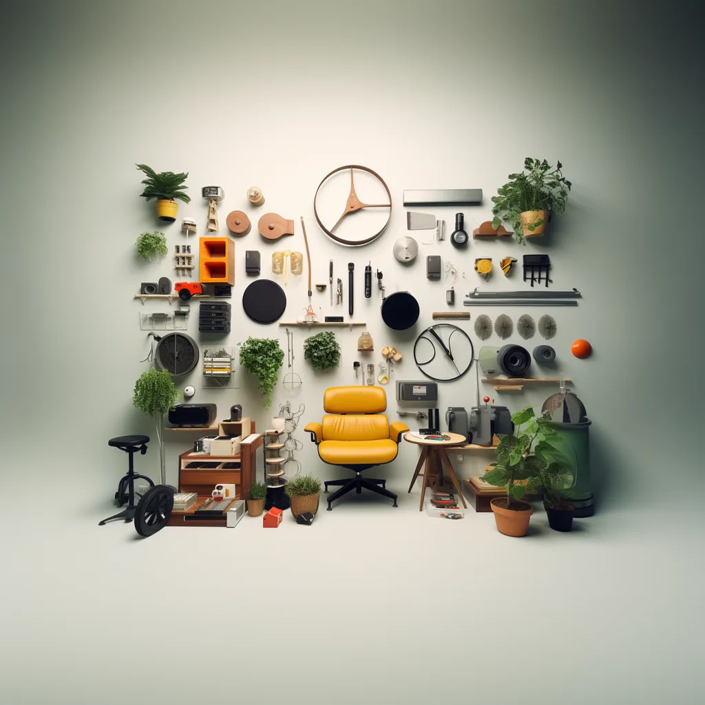 https://s.mj.run/nwX3OBll6YM, https://s.mj.run/-_OWVmdaIEc, knolling, garden, Eames --upbeta