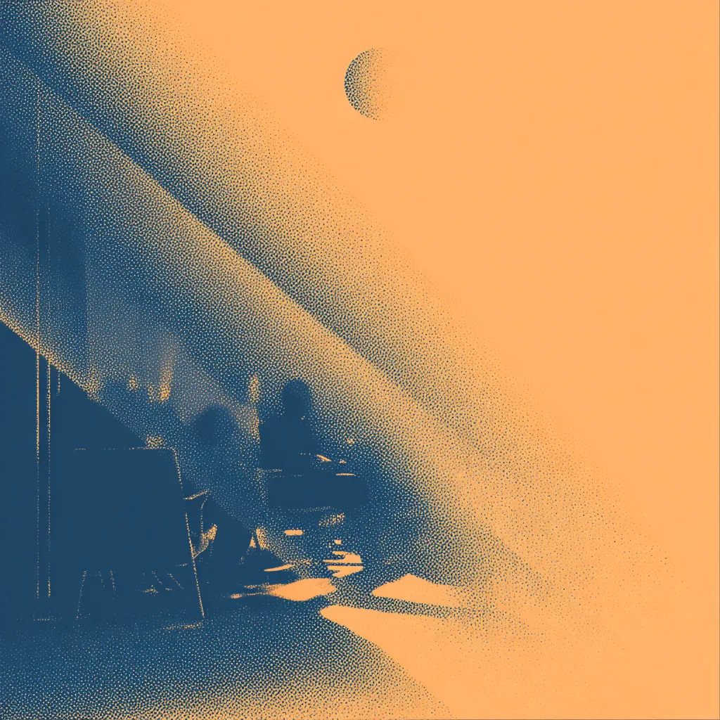 https://s.mj.run/EOWtC1-ZySo https://s.mj.run/jOZqrEKj-d8 airy halftone gradients, dithering, abstract, office with peop