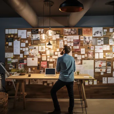 a person ideating on brand names in a design studio --upbeta