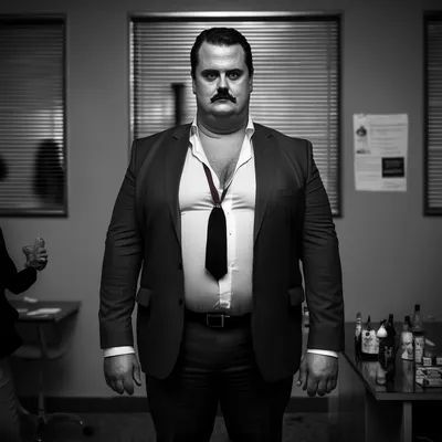 https://s.mj.run/HZ7ZUPpdXqE overweight, mofia boss, black and white photo, evil, --v 4