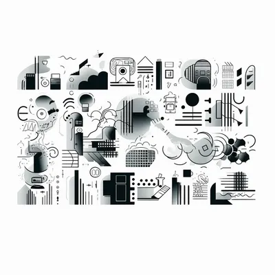 https://s.mj.run/a0aXq4otYVE, celebrating WASM, illustration, technology, simple shapes, black and white --upbeta