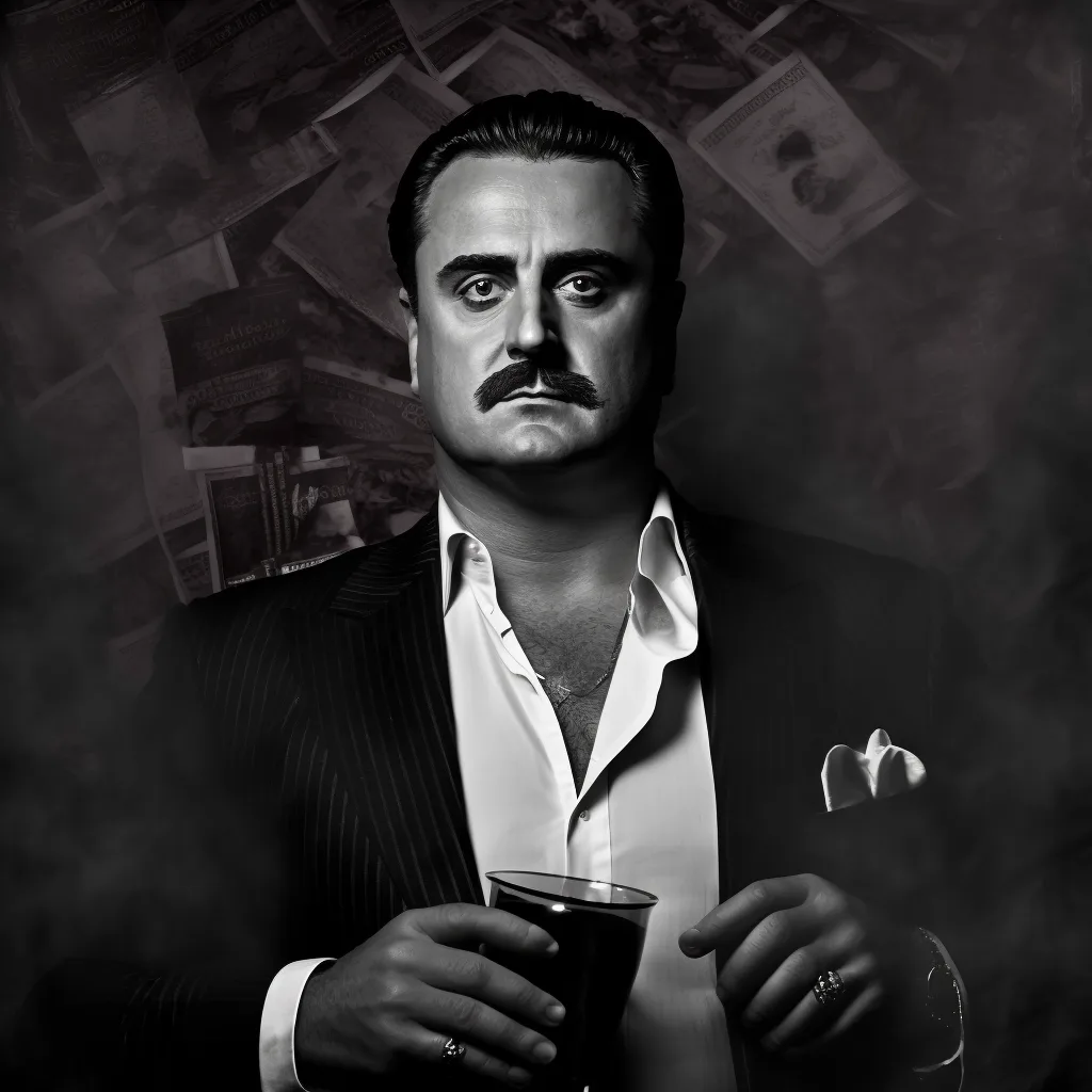 https://s.mj.run/HZ7ZUPpdXqE mob boss, black and white photo, --v 4