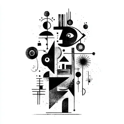 abstract mechanical emotion intelligence, minimalist black and white editorial illustration, high-contrast ink drawing, 